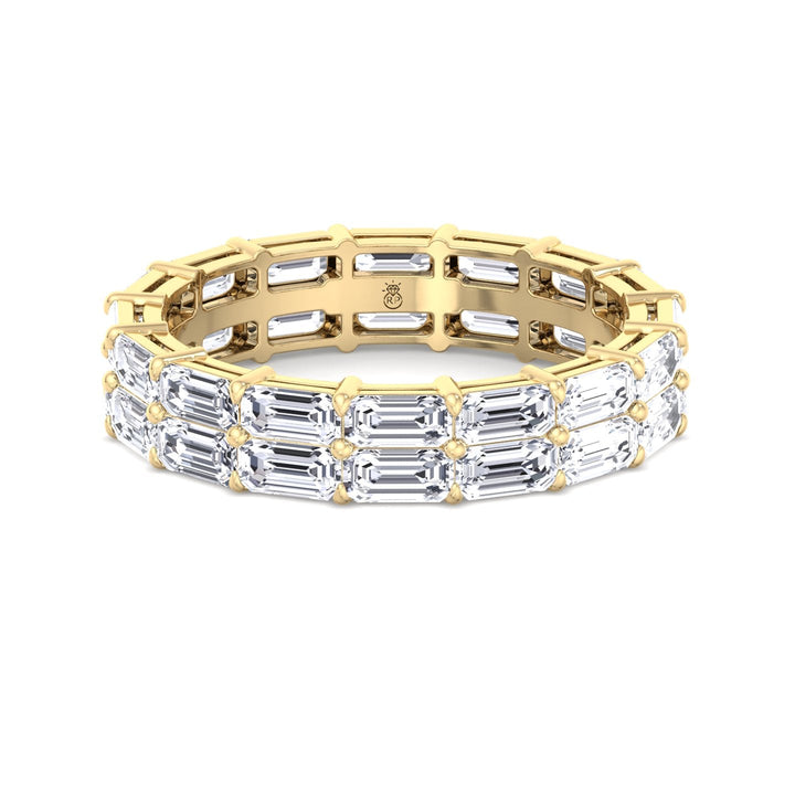 Double Row East to West Emerald Cut Eternity Band