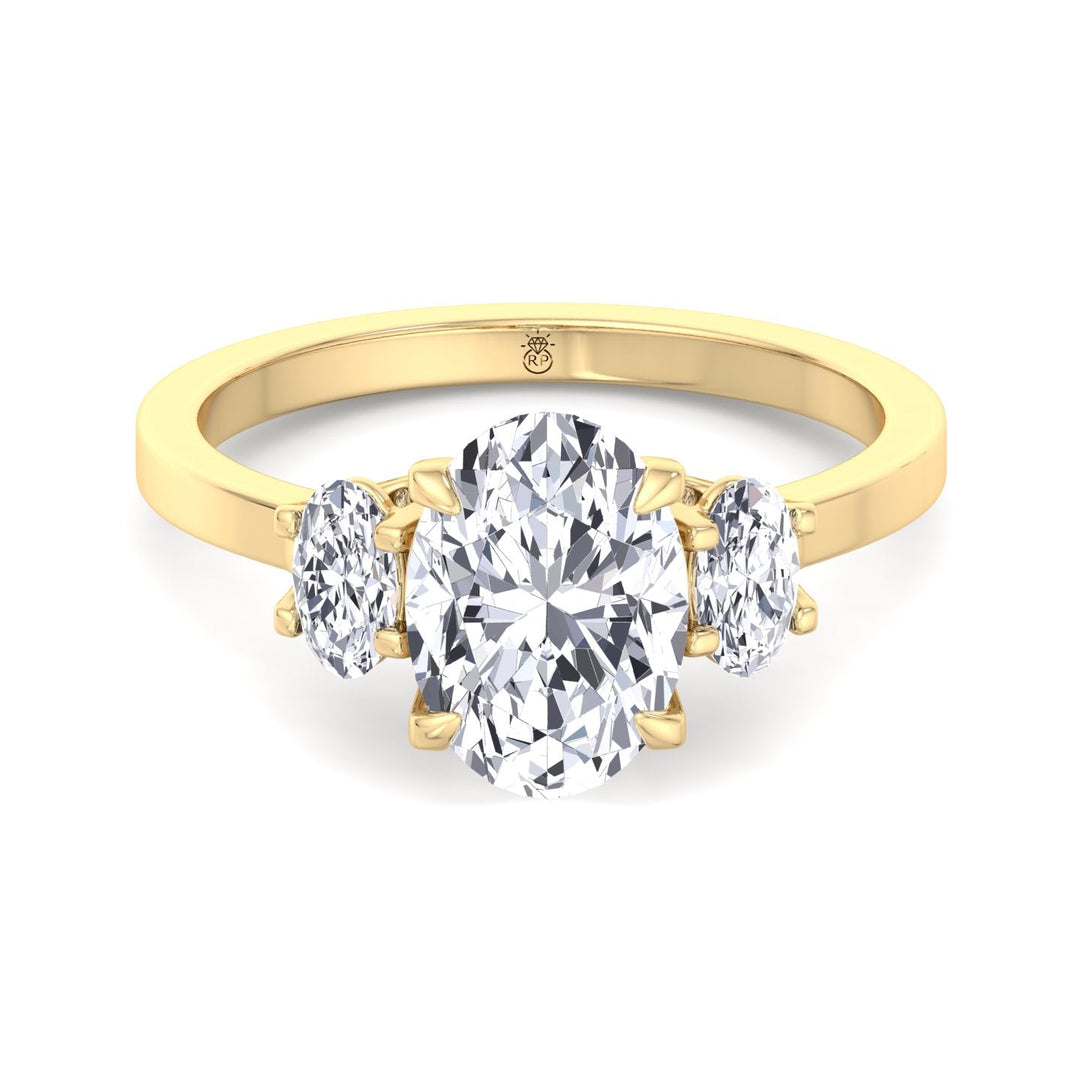 Oval Cut Engagement Ring with Oval Sidestones