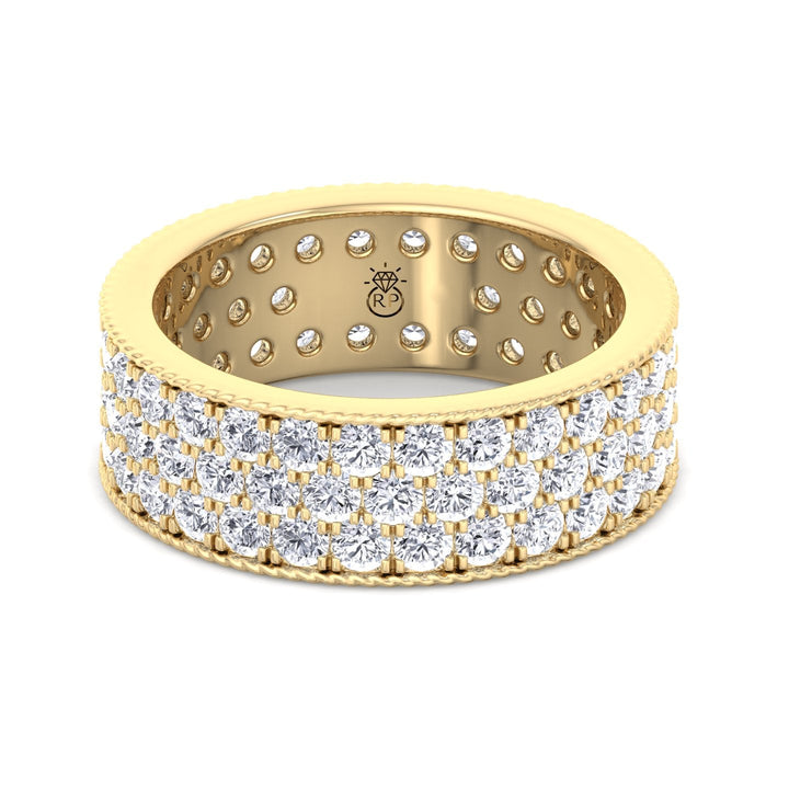 3 Row Pave Round Cut Eternity Band