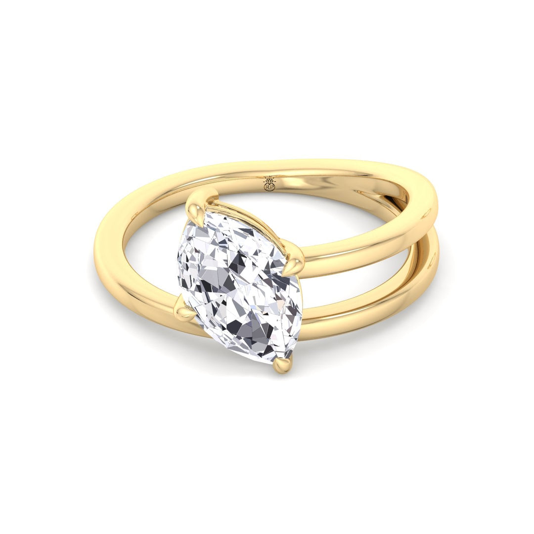Twist Band Solitare Moval Engagement Ring