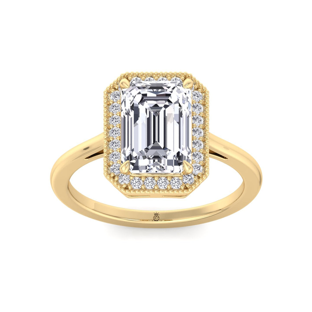 Vintage Emerald Cut Halo Engagement Ring