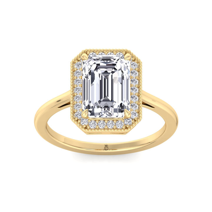 Vintage Emerald Cut Halo Engagement Ring