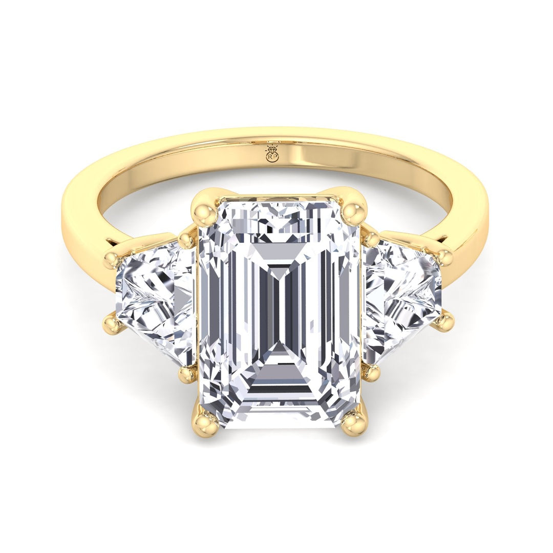 Three Stone Ring Trapezoid &amp; Emerald Cut Engagement Ring