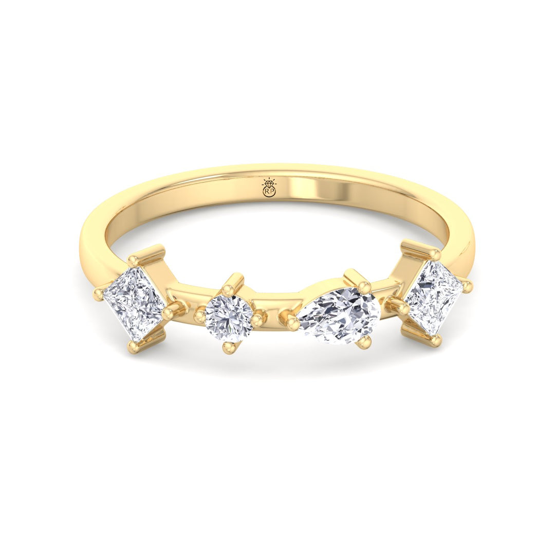 Multi Shape 4 Stone Wedding Band (0.55CT )