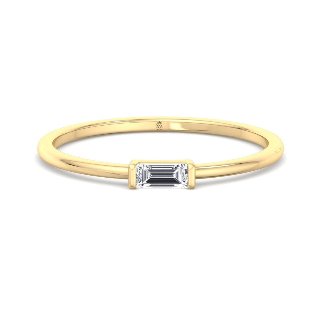 Dainty Baguette Solitaire Stackable Ring