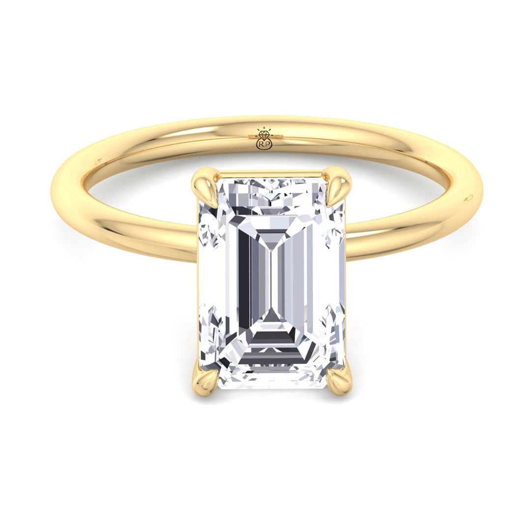 Emerald Cut Thin Band Solitaire Engagement Ring
