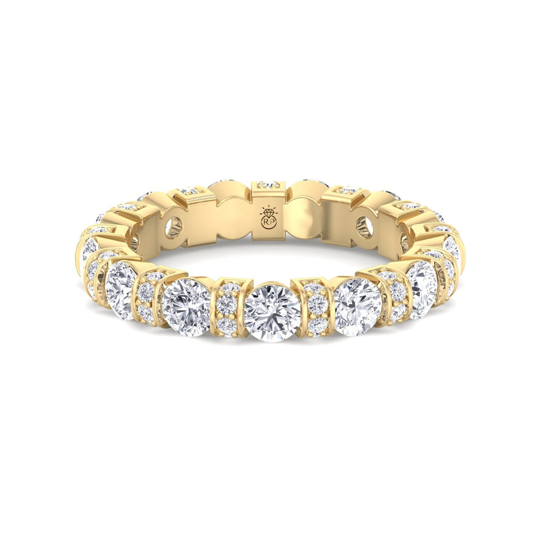 Round Cut Eternity Band With Pave Accents