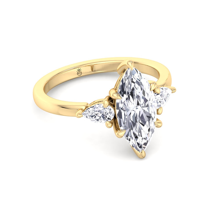 Marquise Shape Engagement Ring with Pear Sidestones