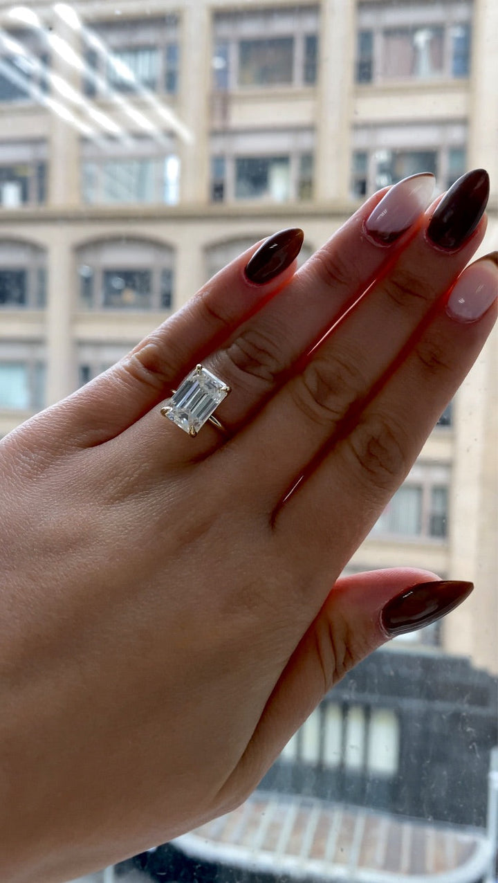 Emerald Cut Thin Band Solitaire Engagement Ring
